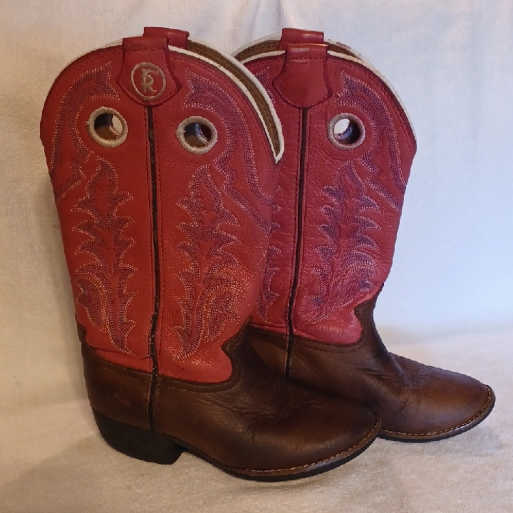 Tony Lama Kids Pink and Brown Boots Style LL402, Size 10.5
